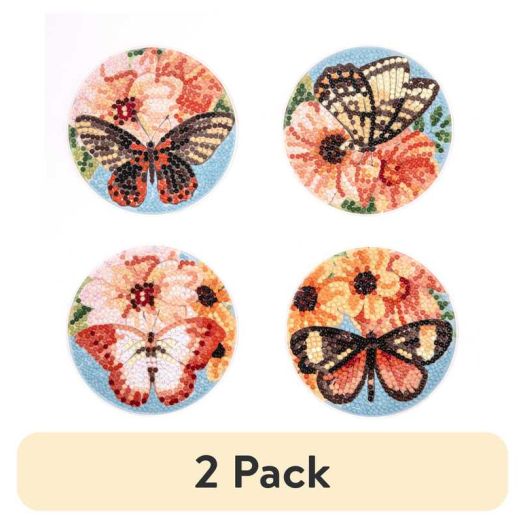 (2 pack) DIAMOND DOTZ Butterfly Coasters Diamond Painting Kit
