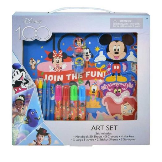 Disney 100 Art Set - 50-Piece Kids Art Kit with Markers and Stickers