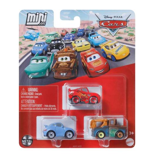 Disney and Pixar Cars Mini Racers 3-Pack, Set of 3 Toy Vehicles from the Franchise (Styles May Vary)