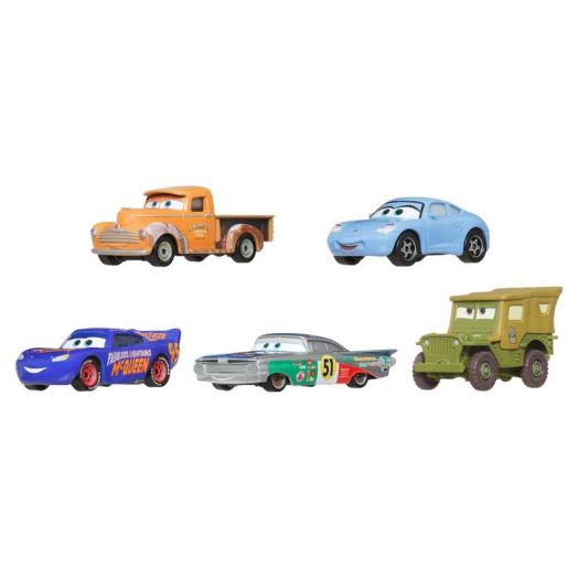 Disney and Pixar Cars Travelin' Team 5-Pack, Set of 5 1:55 Scale Die-Cast Toy Cars (Styles May Vary)