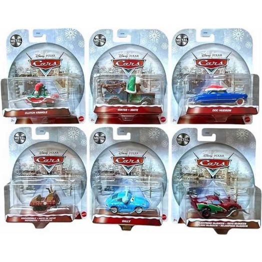 Disney Pixar Cars Holiday Winter Series - 6 Die-Cast Vehicles, Christmas Special Edition, 1:55 Scale, GYD55-963C, Ages 3+