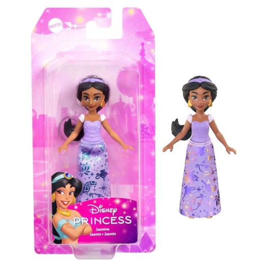 Disney Princess Jasmine Posable Small Doll in Shiny Outfit with Removable Skirt, Inspired by Movie