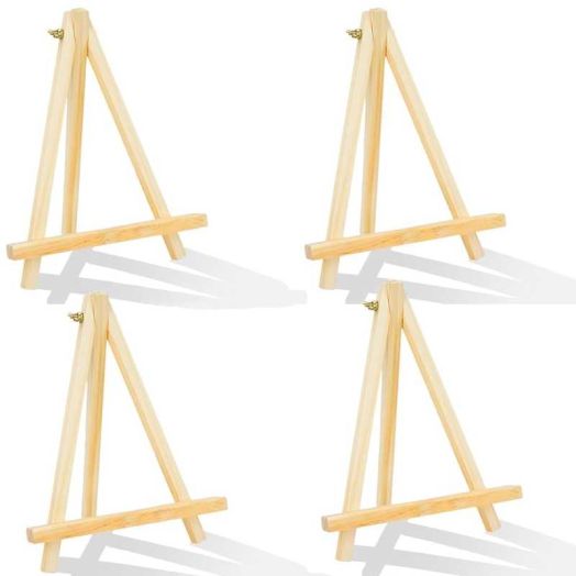 DIYMAG 4 Pack 9 Inch Wood Easels, Easel Stand for Painting Canvases, Art, and Crafts, Tripod, Painting Party Easel, Kids Student Tabletop Easels for Painting