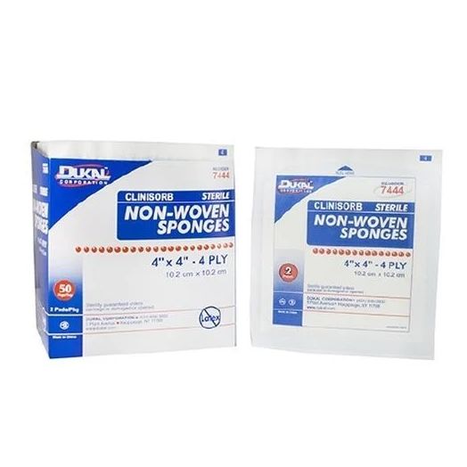 Dukal Clinisorb Non-Woven Sponges, Sterile 4 x 4 Inch 4-Ply Box of 100