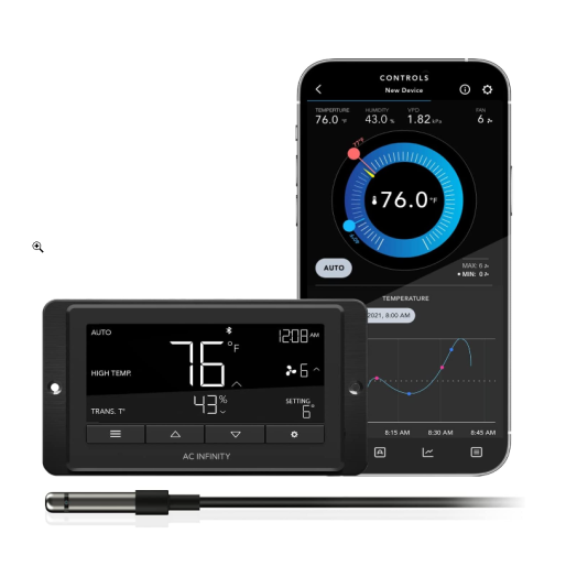 AC Infinity Controller 67, Smart Bluetooth Fan Controller with Temperature, Humidity, Schedules, Grow Cycles, Dynamic Speed Programming for CLOUDLINE Airlift Fans Cooling and Ventilation