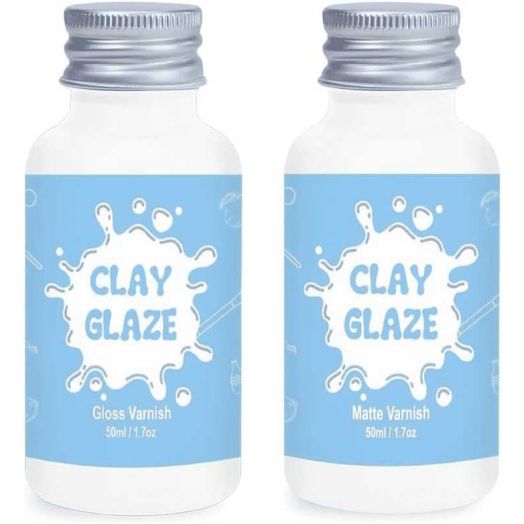 Air Dry Clay Varnish, 2 x 1.7 fl oz, Gloss & Matte Finish Sealant, Anti-Scratch, Crack Proof, for Air Dry Clay Pottery