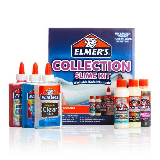 Elmer's Collection Slime Kit: Translucent & Metallic Glue, Glow in The Dark & Confetti Magical Liquid Activator, 6 Count