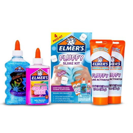 Elmer's Fluffy Slime Kit, Includes Elmer's Translucent Glue, Elmer's Glitter Glue, Elmer's Slime Activator, 4 Count