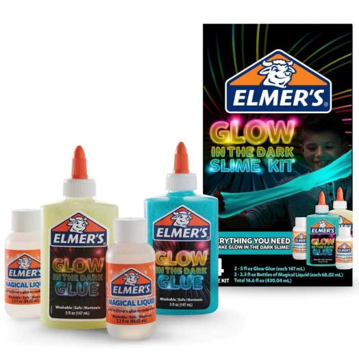 Elmer's Glow-in-the-Dark Slime Kit, Assorted Colors with Glue Slime Activator, 4 Count