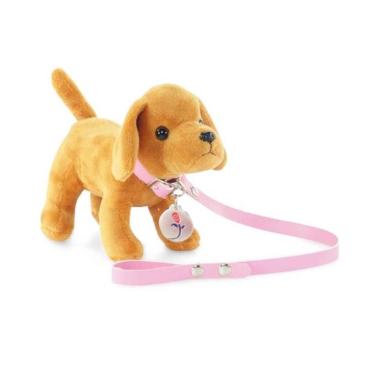 Emily Rose 18 Inch Doll Pet Puppy Dog Accessory Set - Brown Plush Dog with Leash, Collar & Tag - Compatible with My Life As Dolls