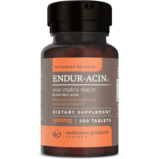 ENDUR-ACIN Niacin - Vitamin B3 500mg Extended Release & Low-Flush, 200 Tablets - Supports Cholesterol Balance & Heart Health - Endurance Products