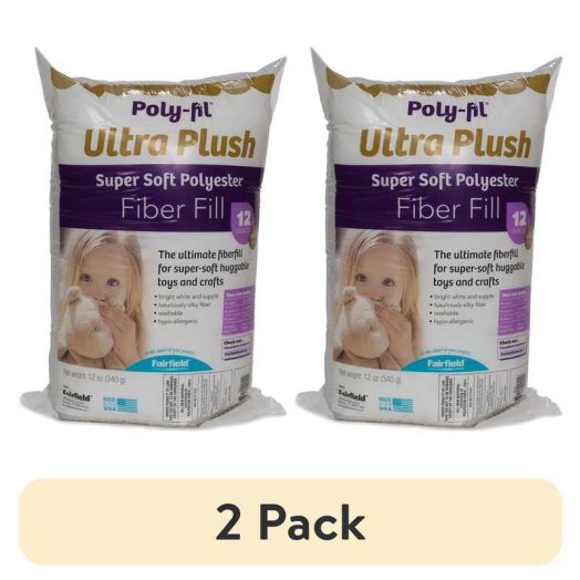 (2 pack) Poly-Fil Ultra Plush Super Soft Polyester Fiberfill Stuffing, 12oz Bag, by Fairfield