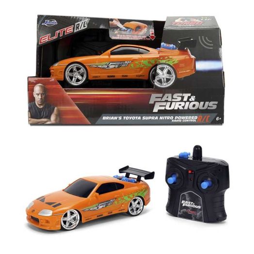 Jada 1:24 Fast & Furious Vapor RC Brian's Toyota Supra with NO2 Speed Boost, Simulated Flaming Exhaust, Ages 8+
