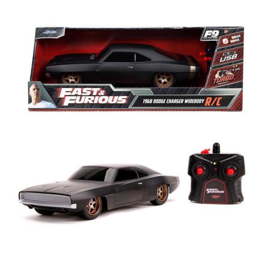 Jada Toys Fast & Furious 1:16 Dom's 1968 Dodge Charger Widebody RC Radio Control Cars(Black)