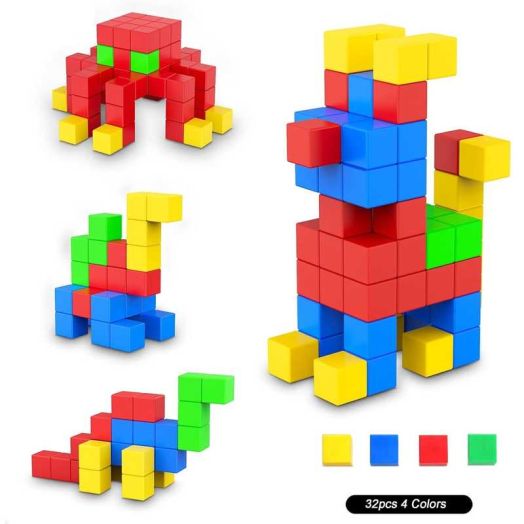 GoXteam Magnetic Blocks, 32PCS Magnetic Building Blocks for Toddlers Age 3-5 Magnet Cubes Toys