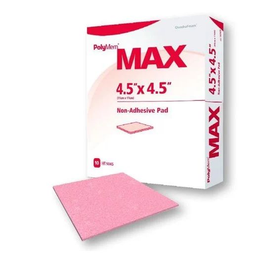 Ferris PolyMem MAX Non-Adhesive Hydrophilic Polymeric Membrane Dressing, 4-1/2 x 4-1/2 Inch Pad
