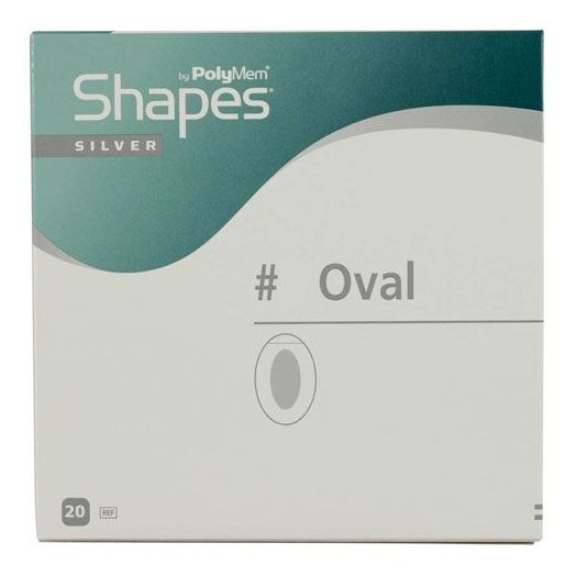 Ferris PolyMem Shapes Oval Adhesive Dressing, 5 x 3-1/2 Inch 3 x 2 Inch Pad