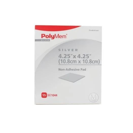 Ferris PolyMem Silver Non-Adhesive PolyMeric Membrane Dressing, 4.25 x 4.25 Inch Pad