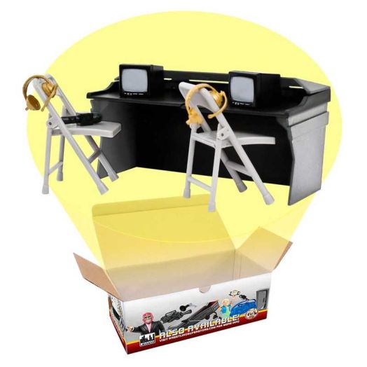 Black & Gray Commentator Table Playset For WWE & AEW Wrestling Action Figures