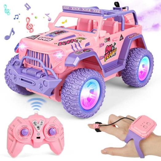 Flooyes 2.4GHz Remote Control Car with Spray, 1:16 RC Car with Lights and Sound, Birthday Gift Toys for Kids Age 3 4 5 6 7 8