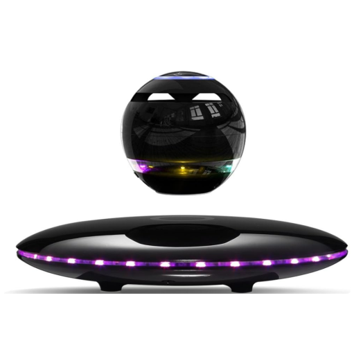 Infinity Orb Magnetic Levitating Speaker Bluetooth 4.0 LED Flash Wireless Floating Speakers with Microphone and Touch Buttons (Black)