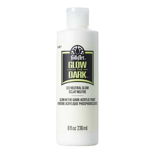 FolkArt Glow-in-the-Dark Acrylic Craft Paint, Matte Finish, Neutral, 8 fl oz