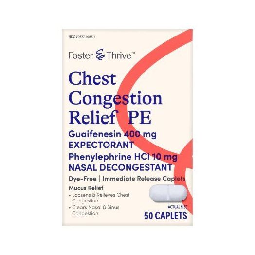 Foster & Thrive Chest Congestion Relief PE, 400 mg - 10 mg Strength Box of 50