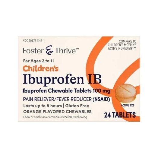 Foster & Thrive Children's Ibuprofen IB Chewable Tablets, 100 mg Orange 24 Count
