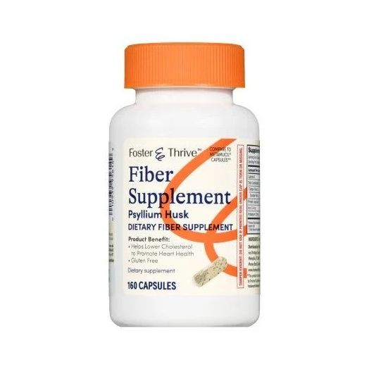 Foster & Thrive Fiber Supplement Psyllium Husk Capsules, 0.52 Gram 160 Count