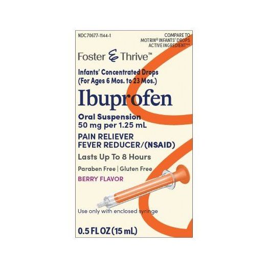 Foster & Thrive Infants' Ibuprofen Oral Suspension, 50 mg per 1.25 mL Berry Flavor 0.5 oz