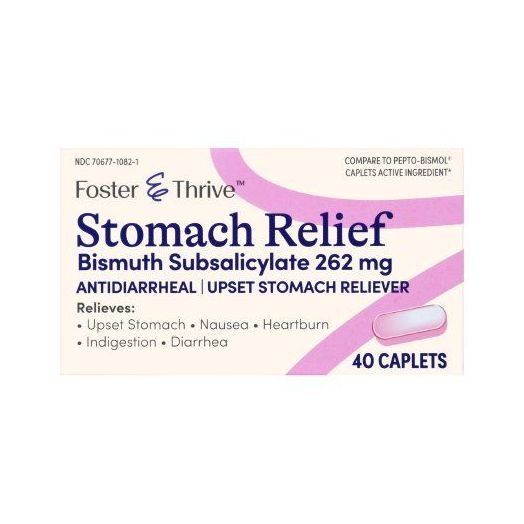 Foster & Thrive Stomach Relief Anti-Diarrheal, 262 mg Bismuth Subsalicylate 40 Caplets