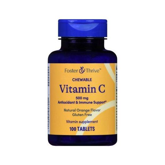 Foster & Thrive Vitamin C Chewable Tablets, 500 mg Natural Orange 100 ct