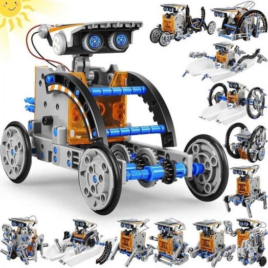 Freecat STEM Toys Solar-Powered Transforming Robot Toy - 12-in-1 Science Educational Construction Set for Kids