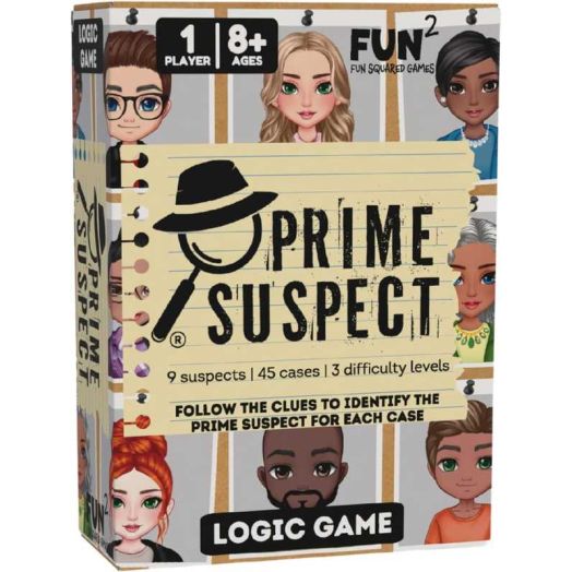Prime Suspect - Logic Deduction Puzzle Game with 45 Case Cards | Single or Cooperative Play | Ages 8+ | Compact Travel Brain Teaser for Kids, Teens & Adults