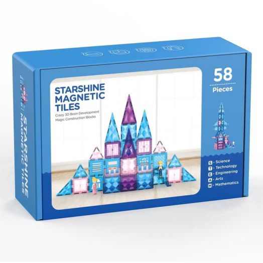 FunMagic Ice Castle Magnetic Tiles, 3D Sparkling Building Blocks, STEM Educational Toys for Kids, Creative Construction Set for 3-8 Years Old