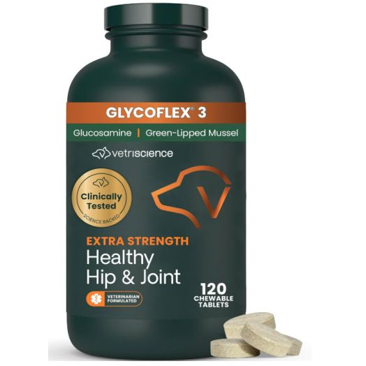 VetriScience Laboratories - GlycoFlex 3 Hip and Joint Support for Dogs, 120 Chewable Tablets