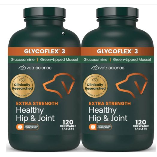 GlycoFlex 3 Hip and Joint Support for Dogs, 120 Chewable Tablets, 2 Pack