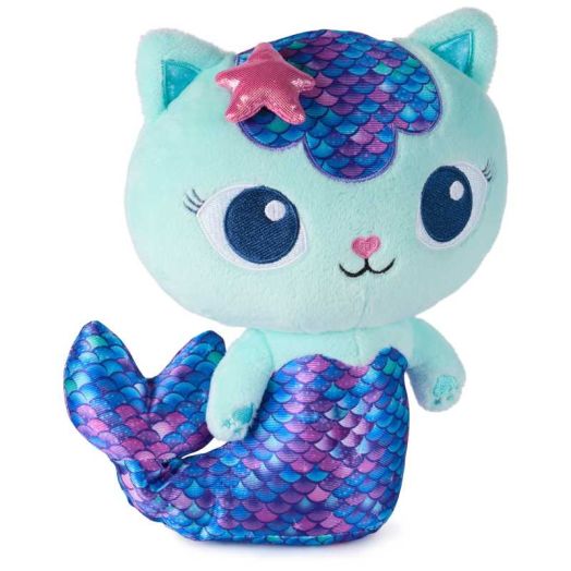 Gabby's Dollhouse, Fin-Tastic MerCat, 10-Inch Plush Toy with Moving Mermaid Tail, for Kids 3+