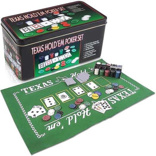 Gamie Steel Tin Texas HoldEm Poker Chip Game Set, 110‑Piece Chips & Cards, Ages 8+, Kids & Adults, Casino Party Tabletop Game