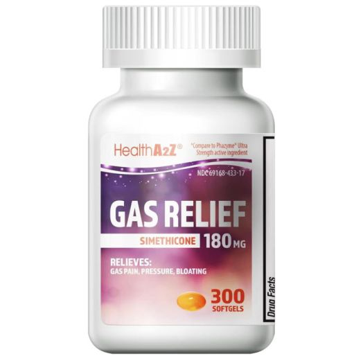 HealthA2Z Gas Relief Simethicone 180mg - Relieves from Stomach Discomfort and Gas - Anti Flatulence - Relieves Gas Fast 300 Count
