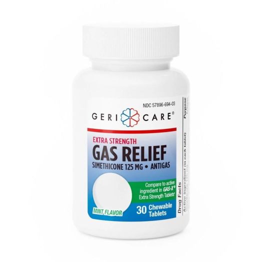 Geri-Care Extra Strength Gas Relief Simethicone, 125 mg Chewable Tablets 30 Count