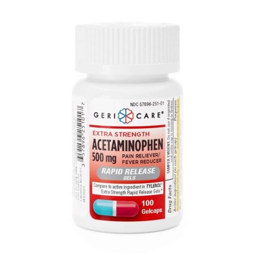 Geri-Care Pain Relief Acetaminophen Gelcaps, 500 mg 100 Count