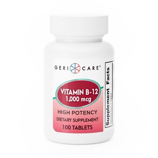 Geri-Care Vitamin B-12 Supplement, 1000 mcg 100 Tablet Bottle