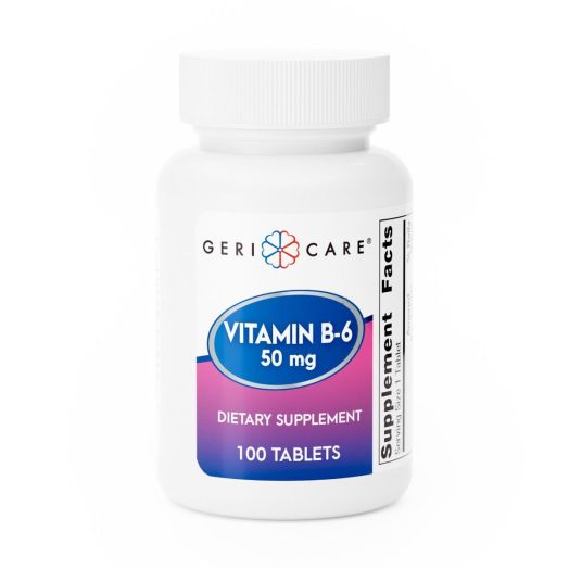Geri-Care Vitamin B-6 Dietary Supplement, 100 mg Tablet 100 Count