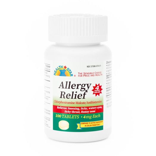 Geri Health Star Allergy Relief Chlorpheniramine Maleate, 4 mg Tablet 1,000 Count