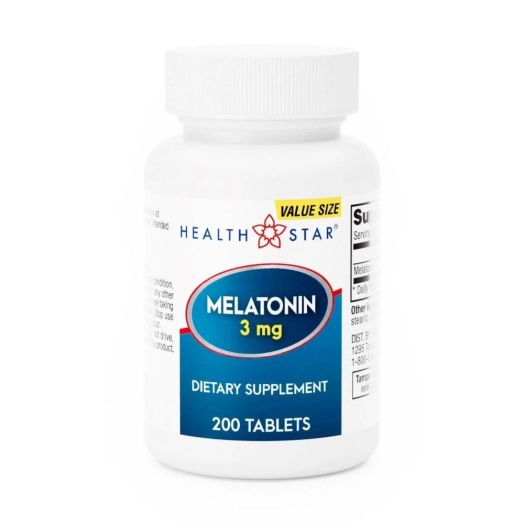 Geri Health Star Melatonin Sleep Aid Supplement, 3 mg 200 Tablets