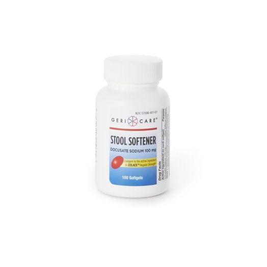 Geri-Care Stool Softener Docusate Sodium, 100 mg Softgel 100 per Bottle