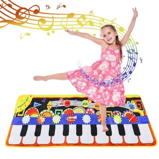 GLUAAE Kids Piano Play Mat - 19-Key Musical Keyboard Mat with 8 Instruments, Recording & Built-in Speaker - Fun Dance Mat for Ages 3-8 (43" x 14")