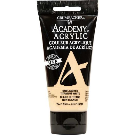Grumbacher Academy Acrylic Paint 75ml Tube in Unbleached Titanium White
