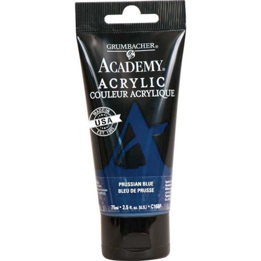 Grumbacher Academy Acrylic Paint Prussian Blue 75ml Tube - Student Grade Art Supplies